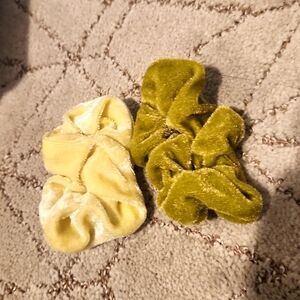 Lime green velvet scrunchies